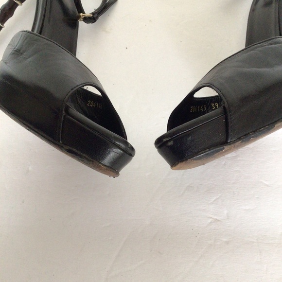 GUCCI BLACK LEATHER BAMBOO HEELS SIZE 39 - Picture 7 of 15
